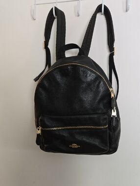 Coach Black Pebbled Leather Crossbody with Gold Logo